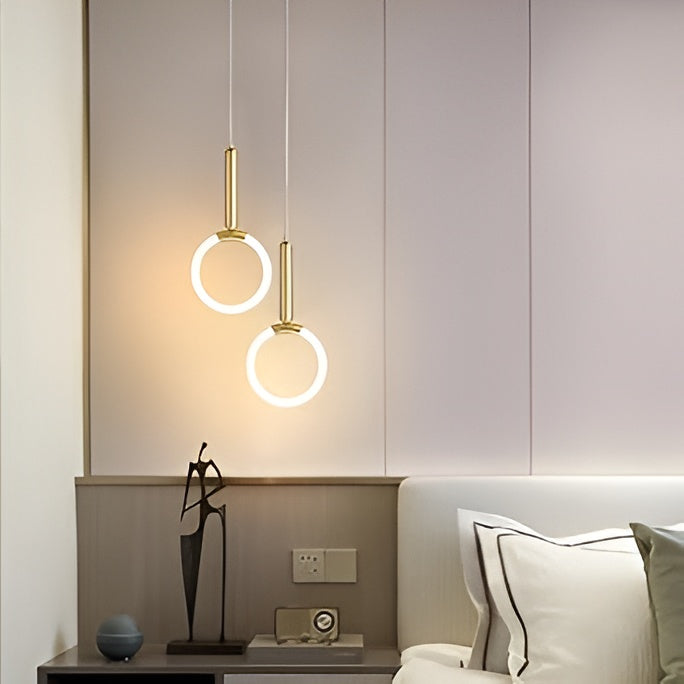 Modern Gold Ring LED Pendant – 3-in-1 Color, 1 Pack