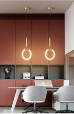 Modern Gold Ring LED Pendant – 3-in-1 Color, 1 Pack