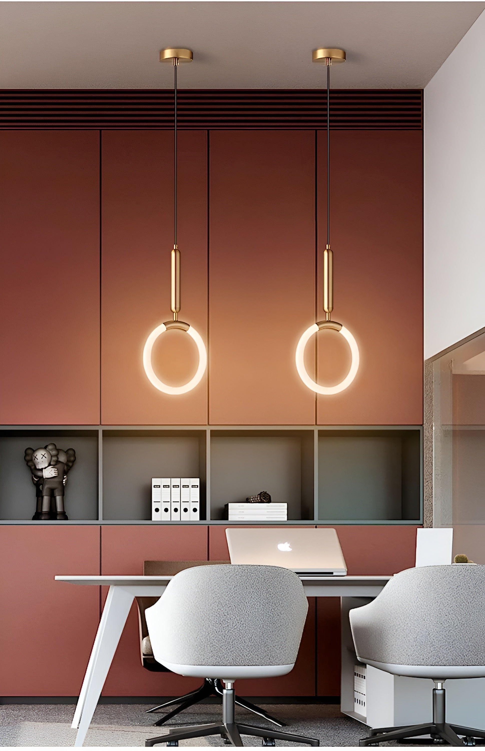 Modern Gold Ring LED Pendant – 3-in-1 Color, 1 Pack