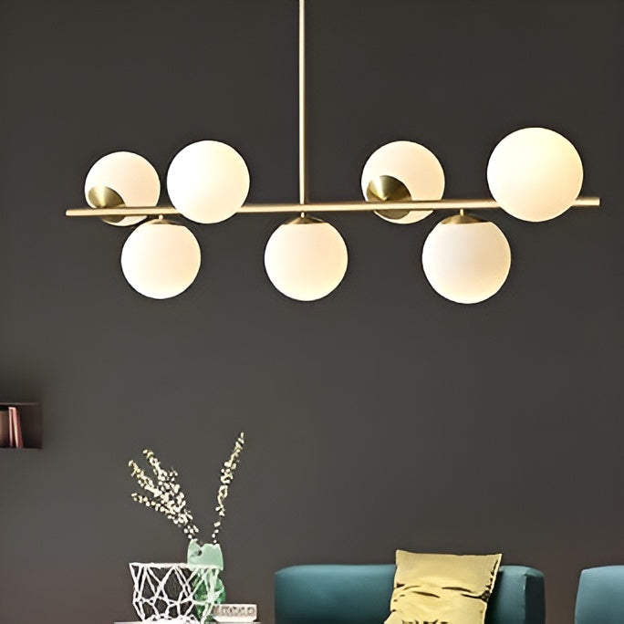 7-Light Glass Globe Sputnik Chandelier – Modern Gold