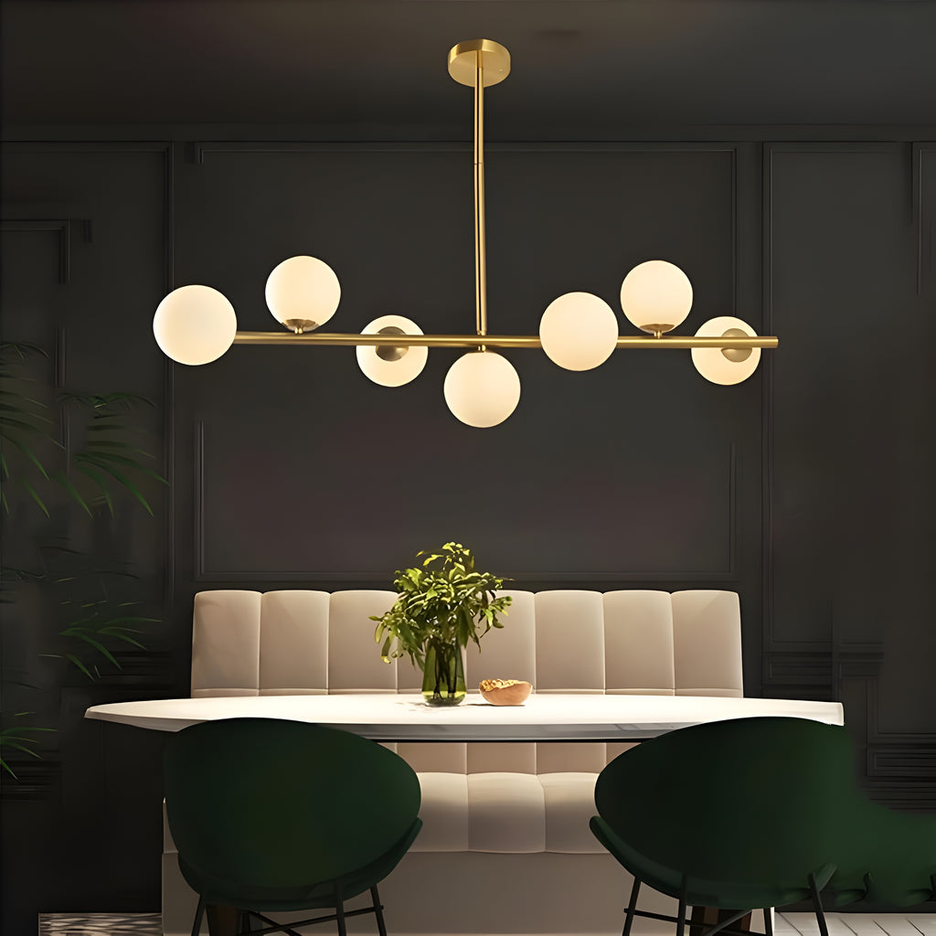 7-Light Glass Globe Sputnik Chandelier – Modern Gold