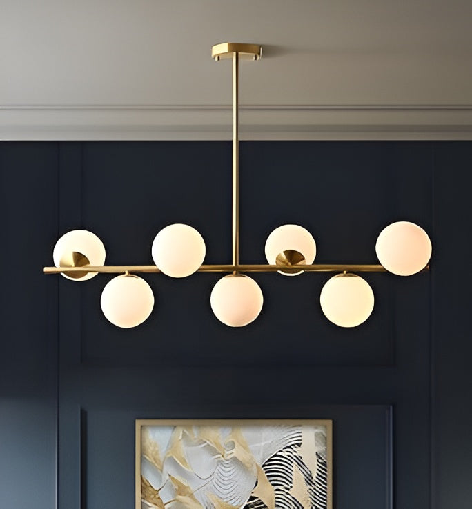 7-Light Glass Globe Sputnik Chandelier – Modern Gold