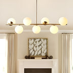7-Light Glass Globe Sputnik Chandelier – Modern Gold