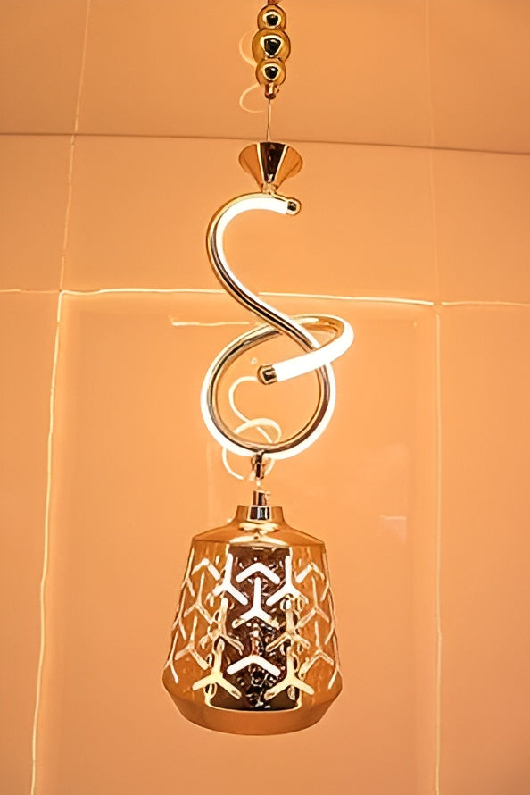Modern Gold Spiral LED Pendant Light – Adjustable Height