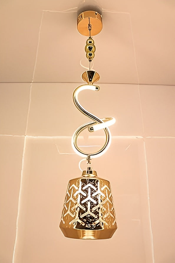 Modern Gold Spiral LED Pendant Light – Adjustable Height