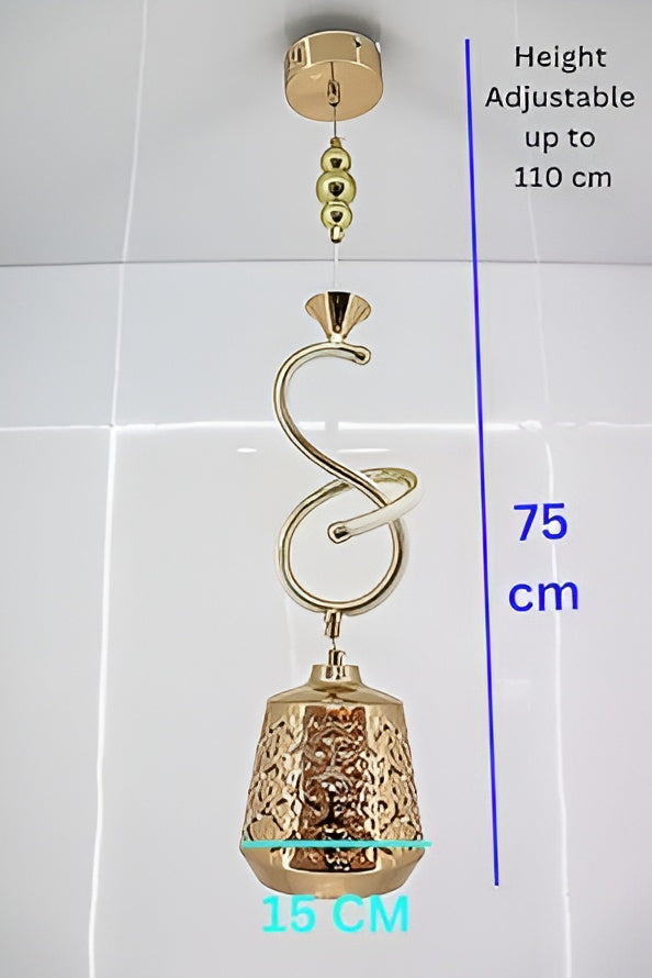Modern Gold Spiral LED Pendant Light – Adjustable Height