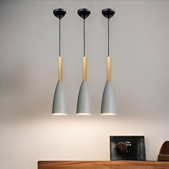 Grey Glass Pendant Lights – Set of 3 Hanging Shades