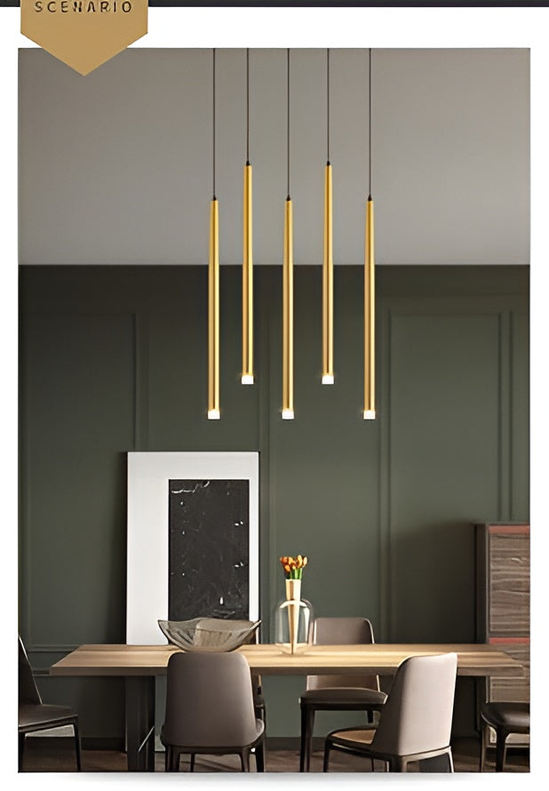 Modern Brass Gold Cylinder LED Pendant – 600mm, Warm White
