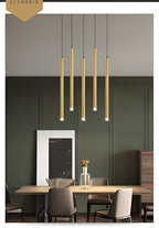 Modern Brass Gold Cylinder LED Pendant – 600mm, Warm White