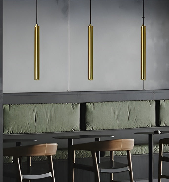 Modern Brass Gold Cylinder LED Pendant – 600mm, Warm White