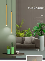 Modern Brass Gold Cylinder LED Pendant – 600mm, Warm White