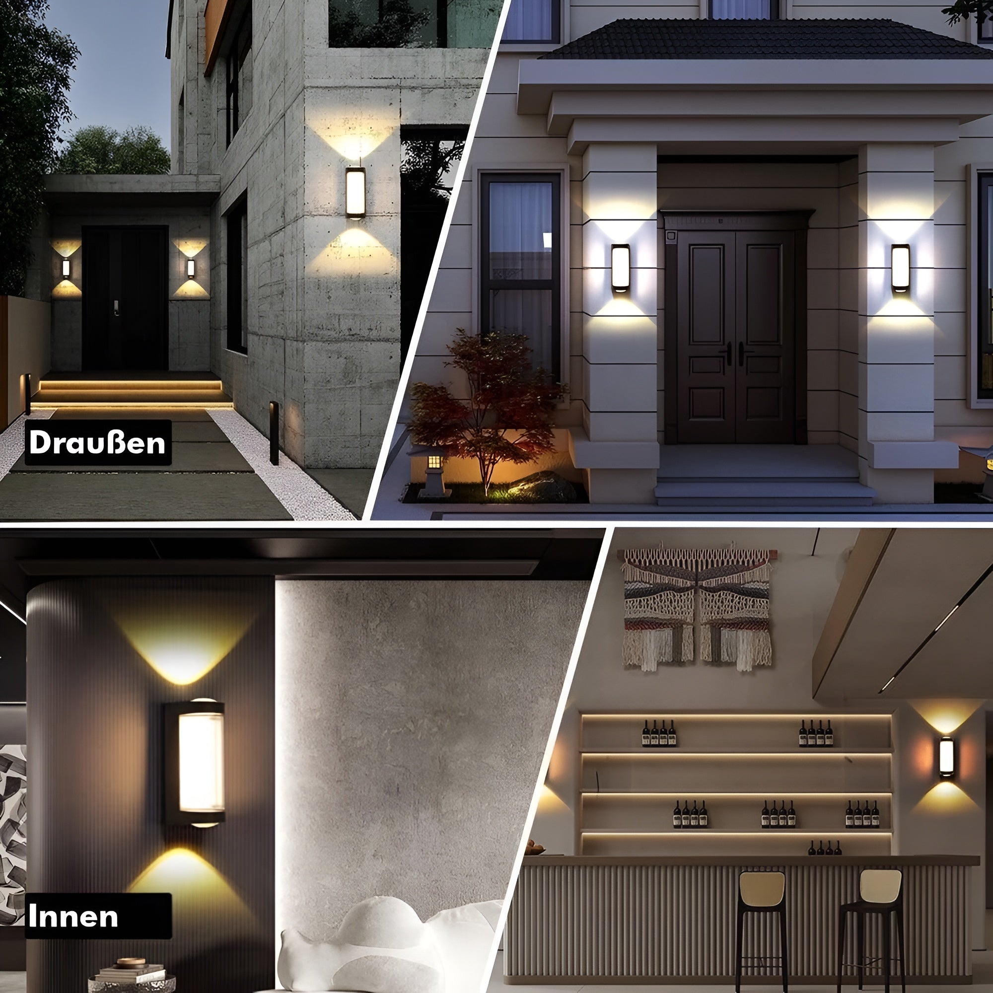 Metal Wall Lamp & Sconce Set – 2+1 Warm Lights