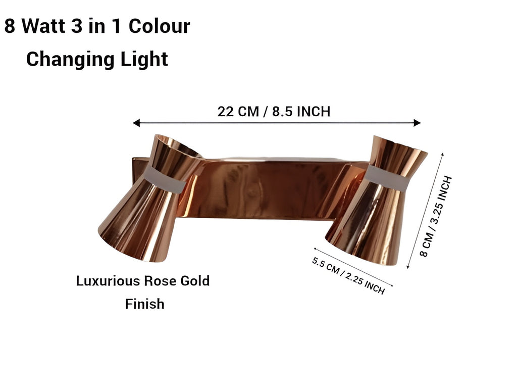 3-in-1 Adjustable Wall Spot Light – 3-Color, Rose Gold
