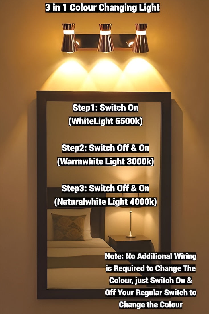 3-in-1 Double Wall Spot Light – Adjustable, 3-Color, Rose Gold