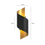 10W LED Wall Lamp – Black & Gold Curve, Waterproof, Up-Down