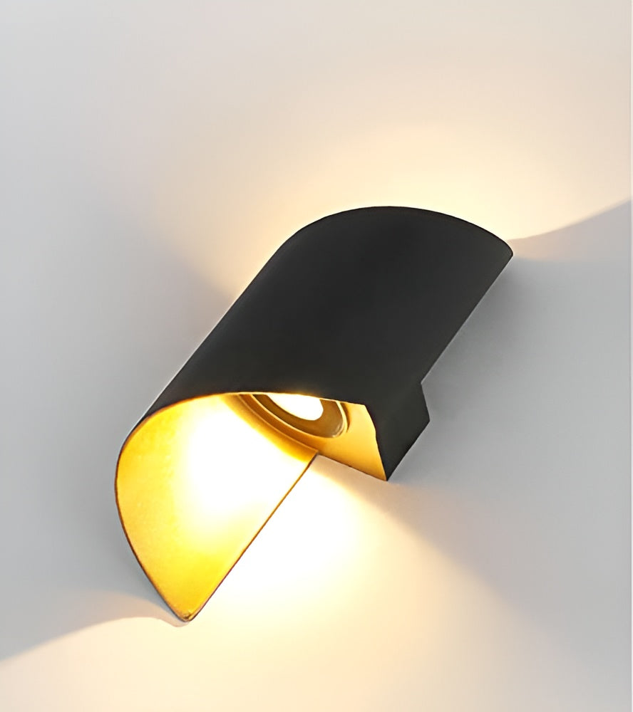 10W LED Wall Lamp – Black & Gold Curve, Waterproof, Up-Down