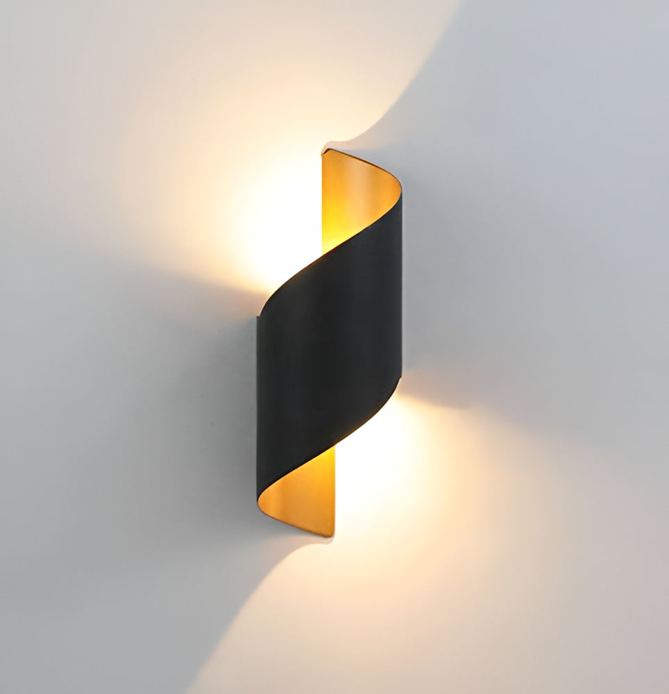 10W LED Wall Lamp – Black & Gold Curve, Waterproof, Up-Down