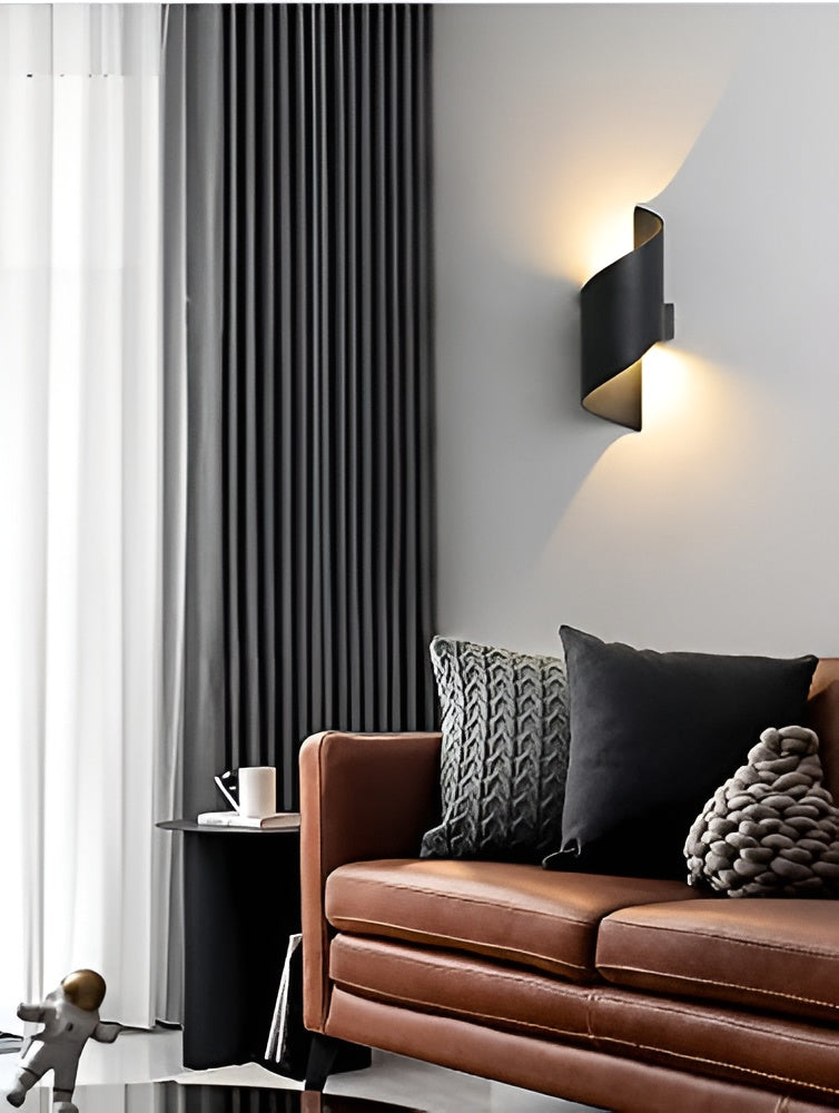 10W LED Wall Lamp – Black & Gold Curve, Waterproof, Up-Down