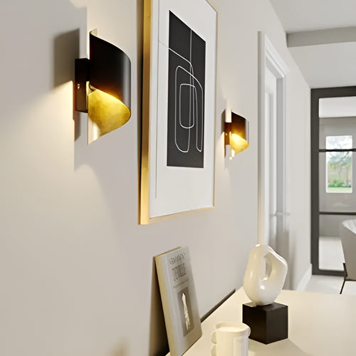10W LED Wall Lamp – Black & Gold Curve, Waterproof, Up-Down