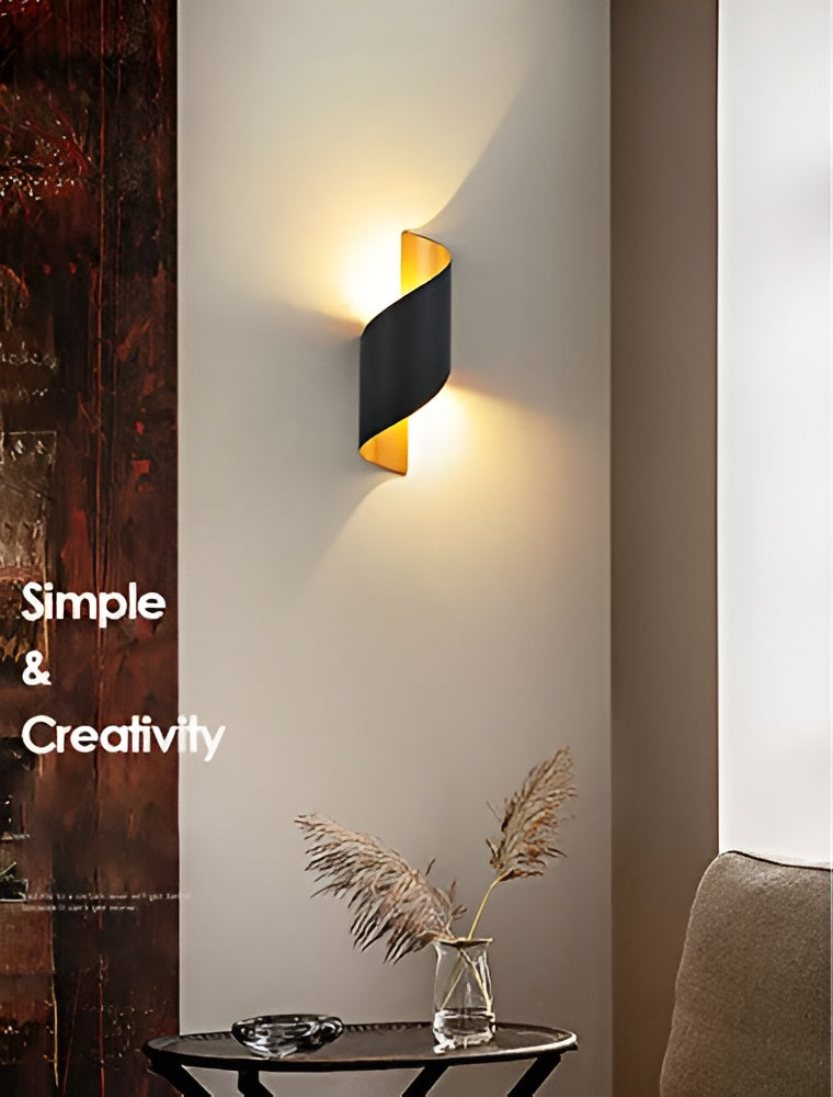 10W LED Wall Lamp – Black & Gold Curve, Waterproof, Up-Down