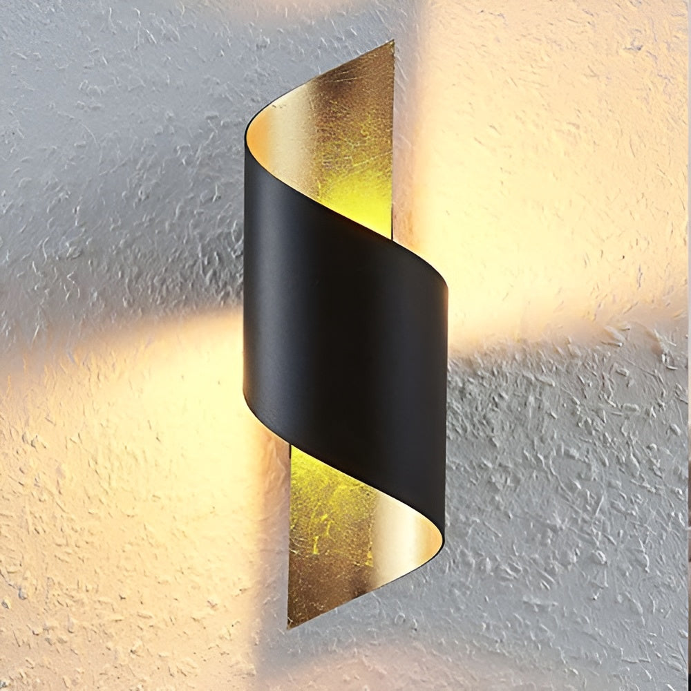 10W LED Wall Lamp – Black & Gold Curve, Waterproof, Up-Down