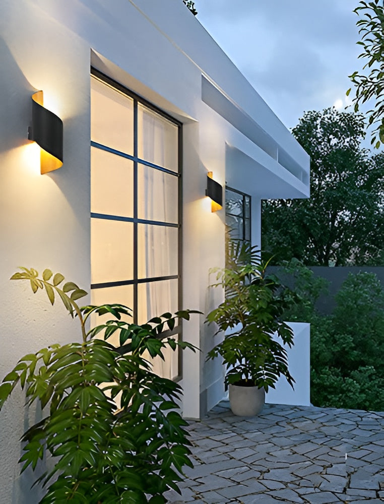 10W LED Wall Lamp – Black & Gold Curve, Waterproof, Up-Down