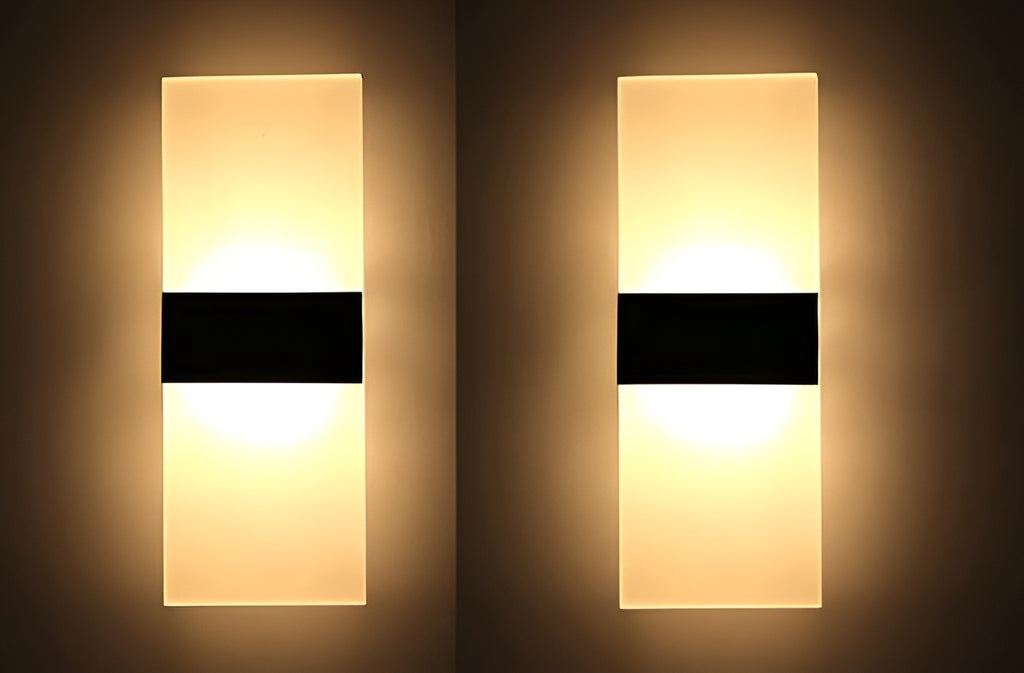 15W LED Rectangular Wall Lamp – Warm White, Acrylic (Pack of 2)