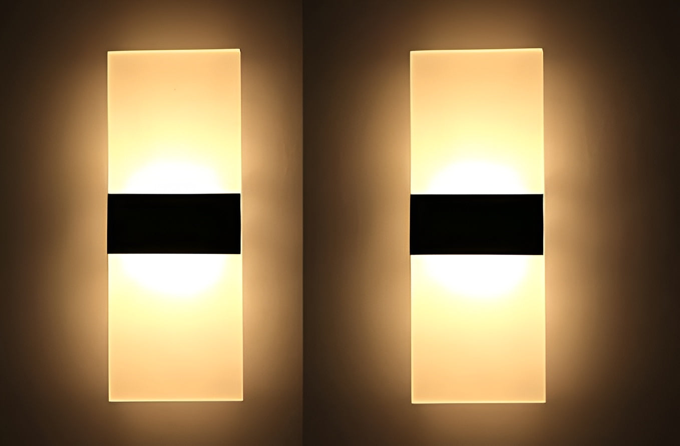 15W LED Rectangular Wall Lamp – Warm White, Acrylic (Pack of 2)