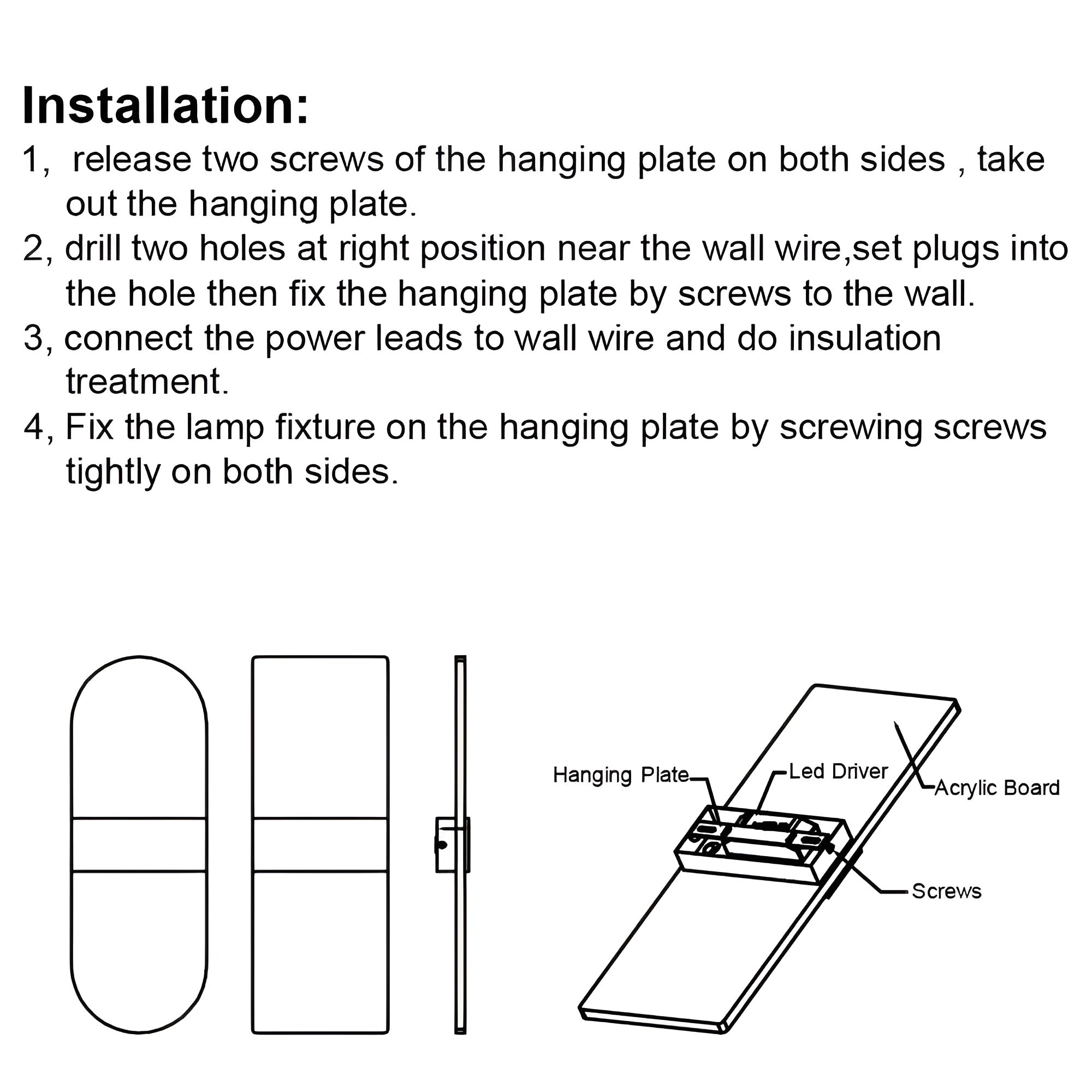 15W LED Rectangular Wall Lamp – Warm White, Acrylic (Pack of 2)
