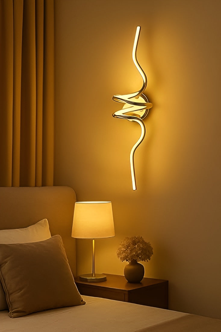 Modern LED Wall Light – Curved Spiral, Warm White
