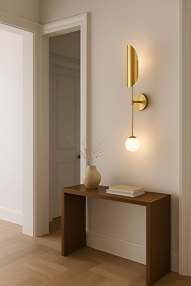 Modern Brass Wall Sconce – Bedroom Lamp