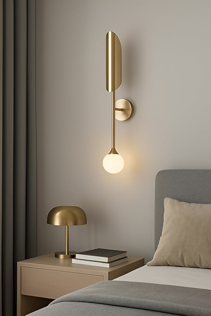 Modern Brass Wall Sconce – Bedroom Lamp