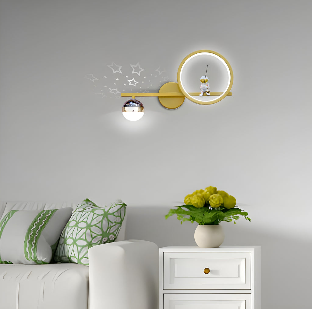 Gold Astronaut LED Wall Lamp – 26W, 3-Color