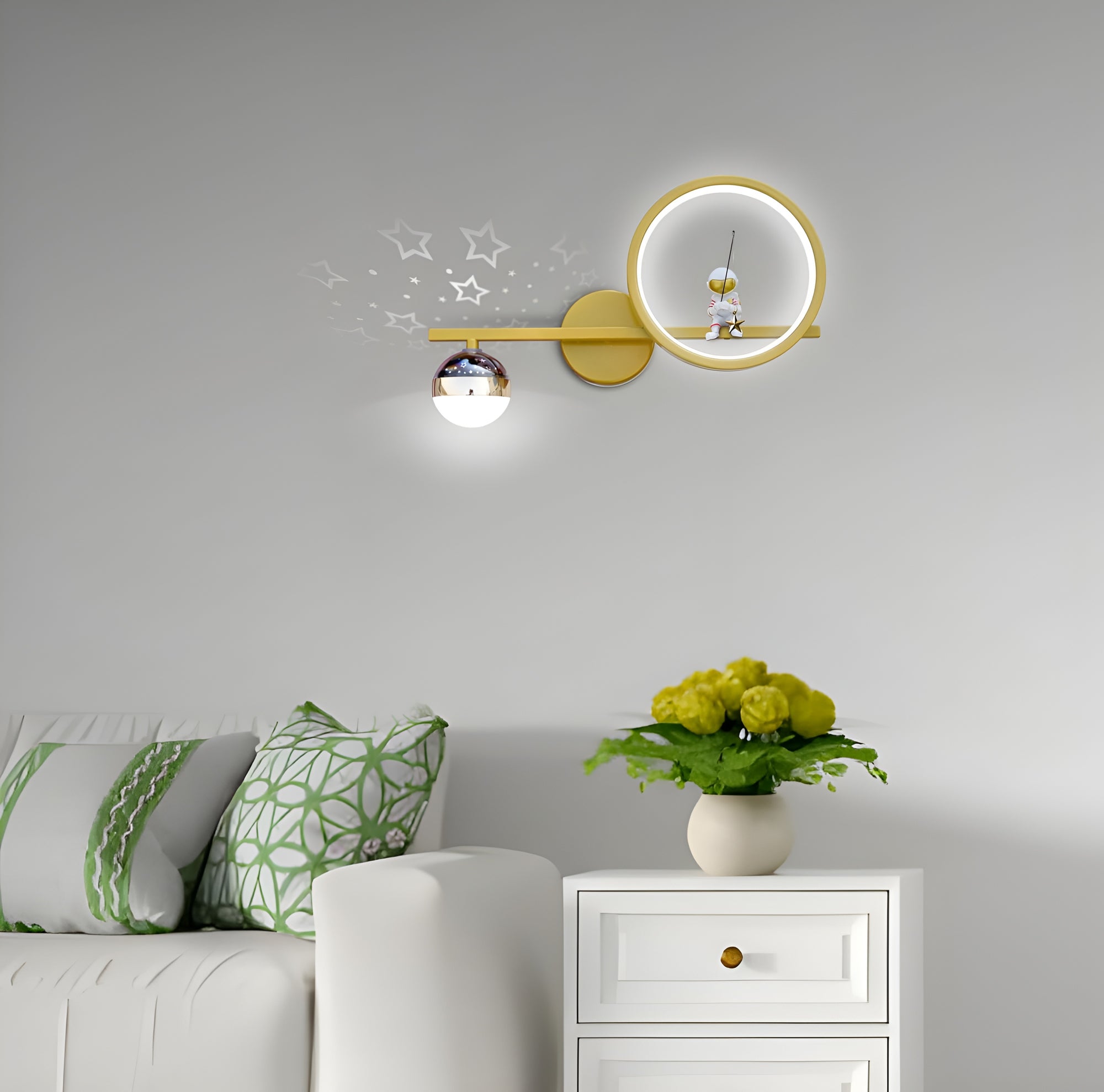 Gold Astronaut LED Wall Lamp – 26W, 3-Color
