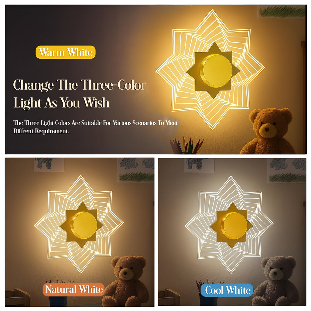 Star Light – 3-in-1 LED Wall & Ceiling Lamp | Antique Gold Finish